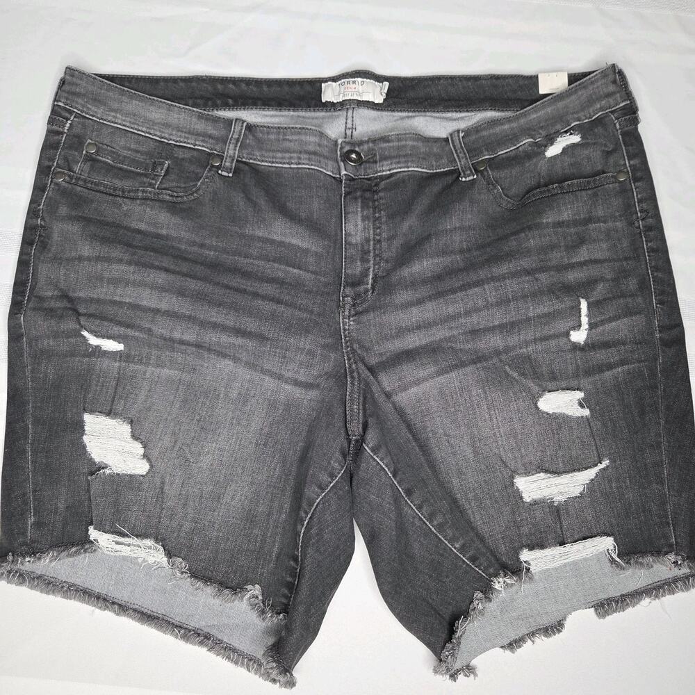 Torrid Denim Shorts Womens 26 Gray Ripped Distressed Frayed Black Wash NWT